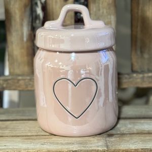 Rae Dunn Heart Pink iridescent BABY canister 4x6